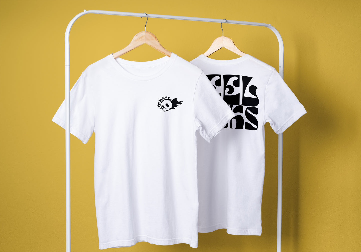 Feelbacks Skull & Logo Tee - WHITE