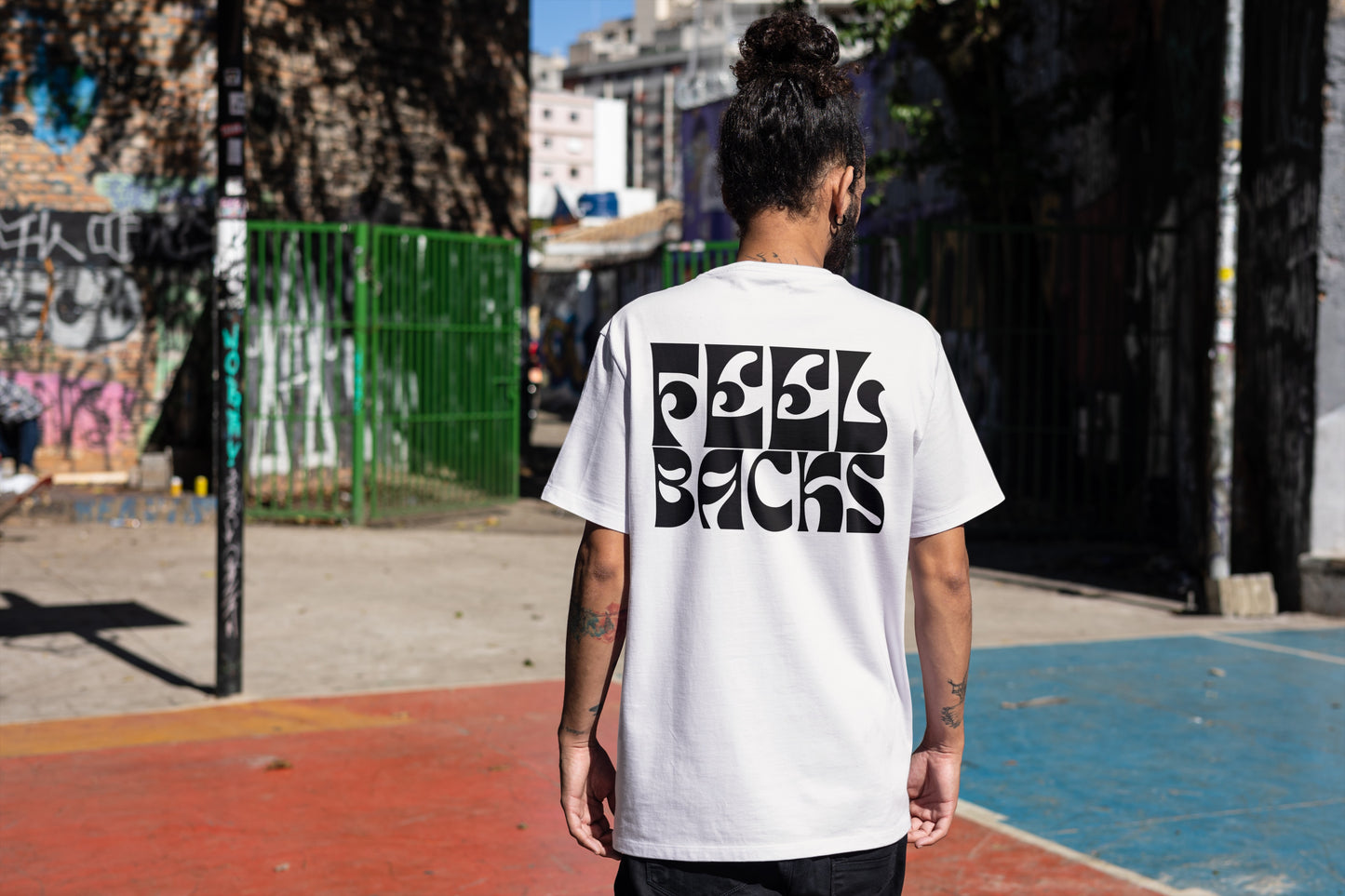 Feelbacks Skull & Logo Tee - WHITE